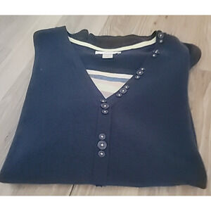 Women's C.J. Banks Plus Size 3XL Pullover Sweater Blue White Stripe Fall Winter